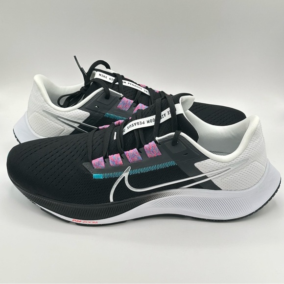 Men Nike Pegasus 38 Road Running Shoes Black/White/Blue/Silver CW7356-003 Sz 12 - Picture 10 of 12